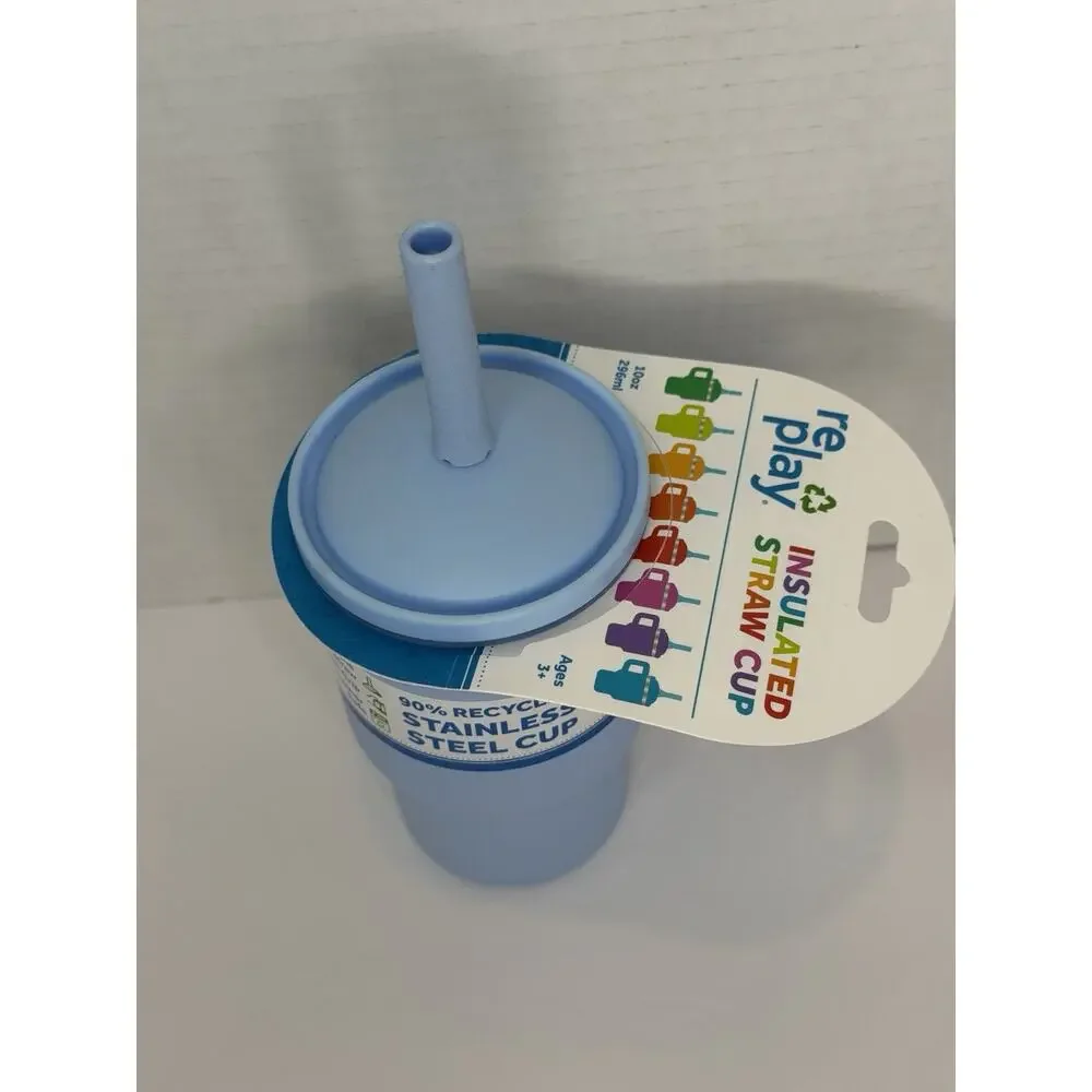 Replay Kids Insulated Straw Cup 10 Oz. Blue,